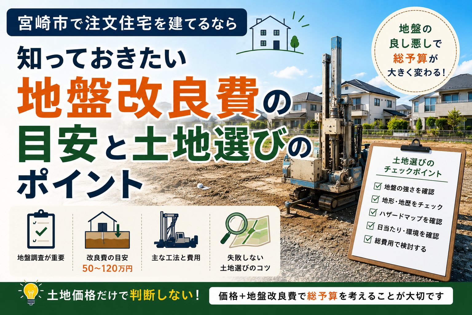 宮崎市で注文住宅を建てるなら知っておきたい地盤改良費の目安と土地