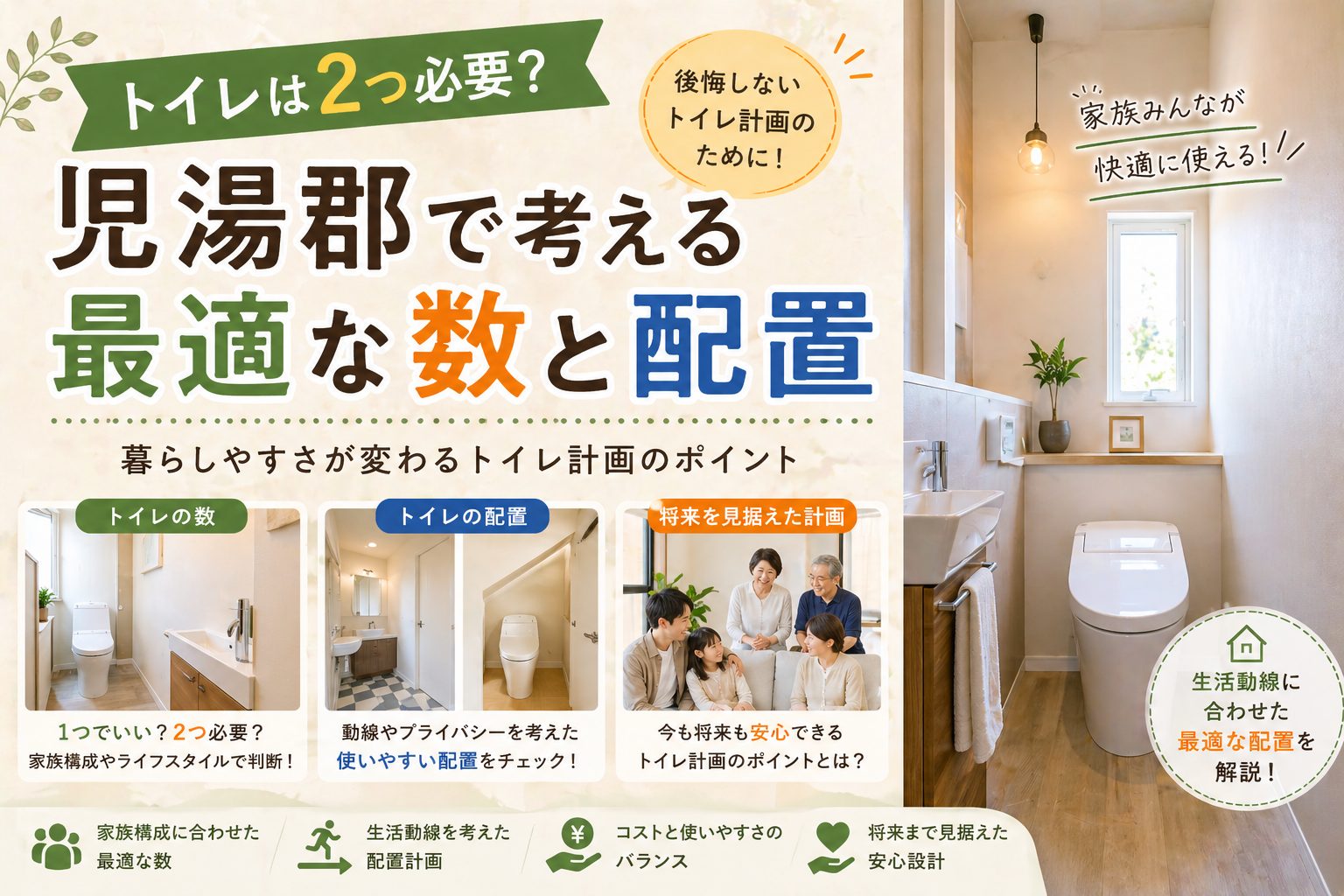 トイレは2つ必要？児湯郡で考える最適な数と配置