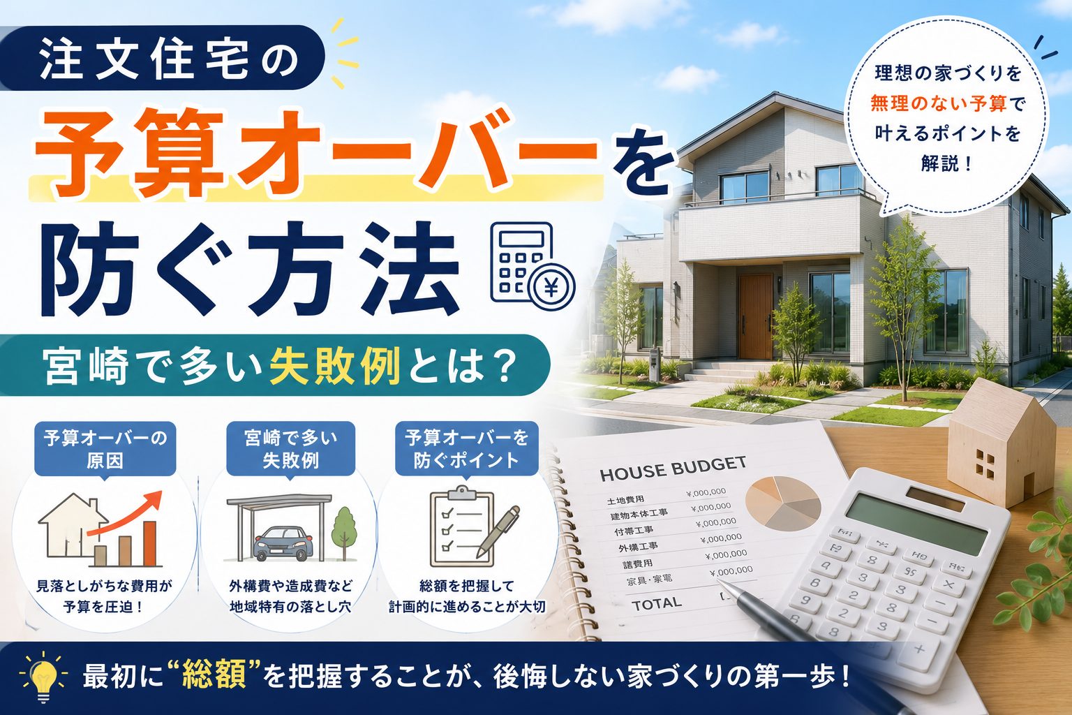 注文住宅の予算オーバーを防ぐ方法 宮崎で多い失敗例とは？