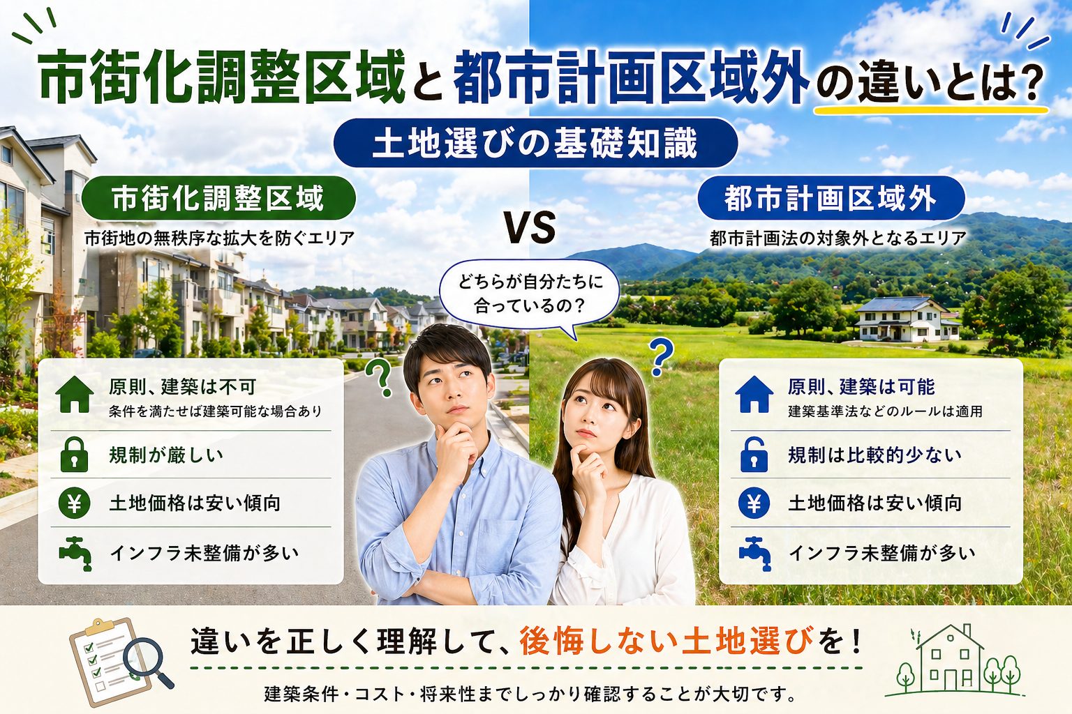 市街化調整区域と都市計画区域外の違いとは？土地選びの基礎知識