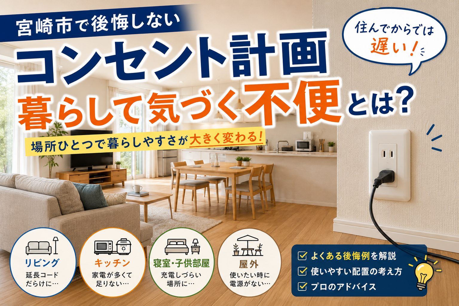宮崎市で後悔しないコンセント計画 暮らして気づく不便とは？