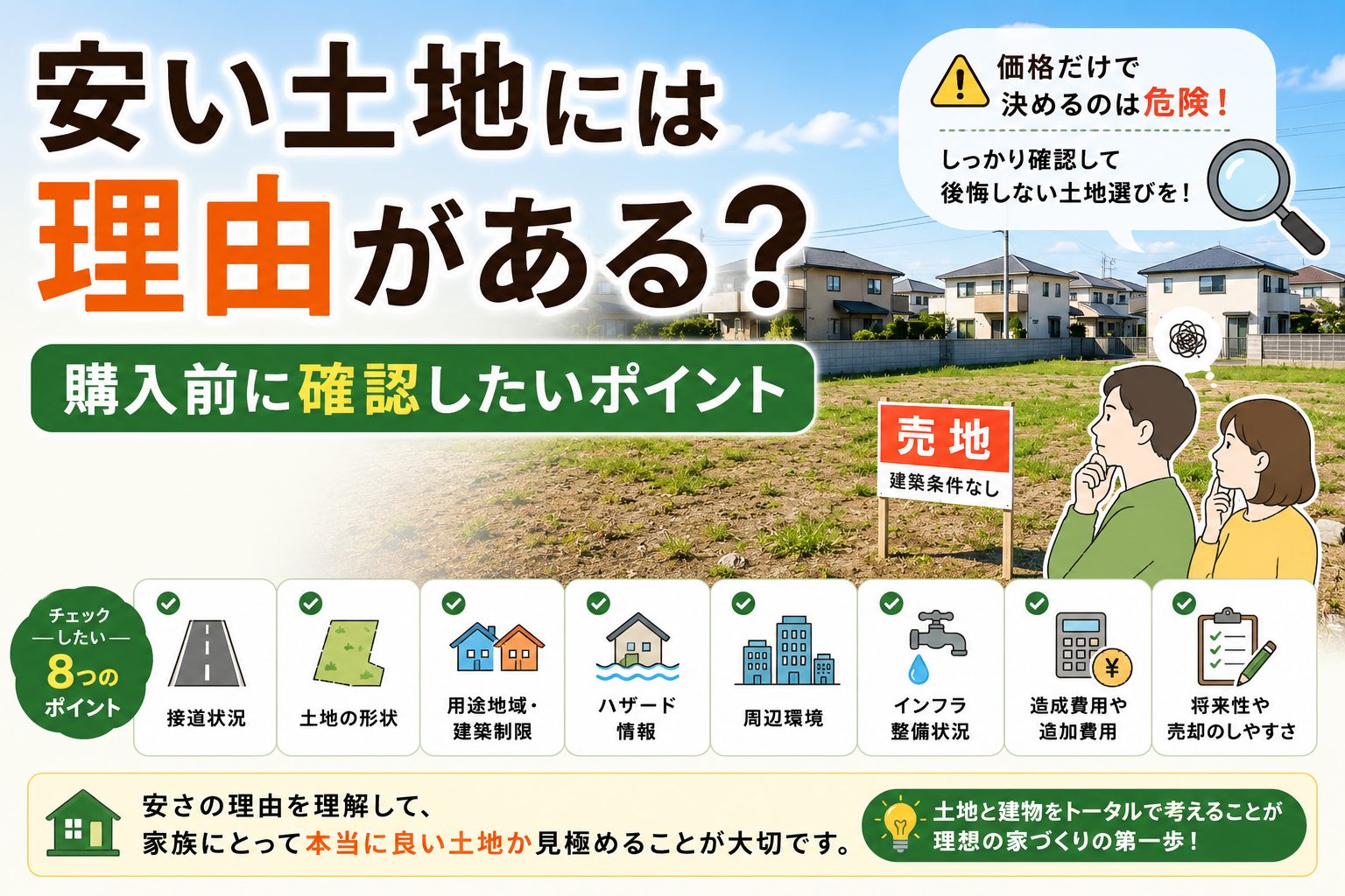 安い土地には理由がある？購入前に確認したいポイント