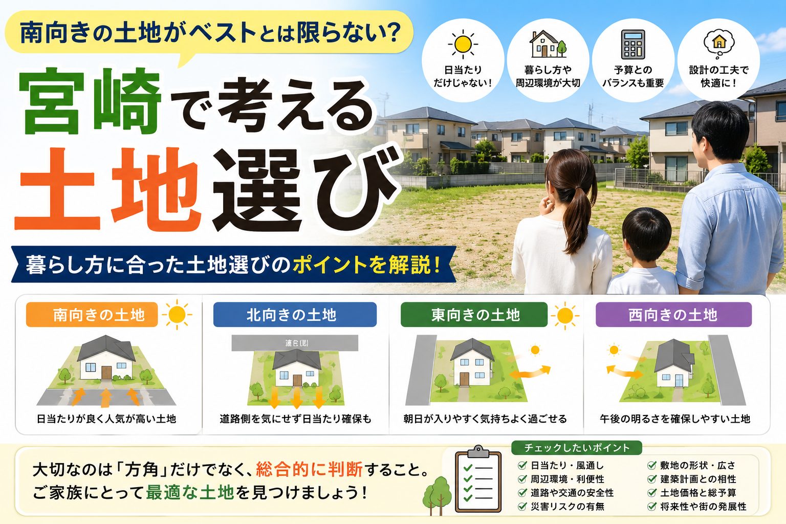 南向きの土地がベストとは限らない？宮崎で考える土地選び