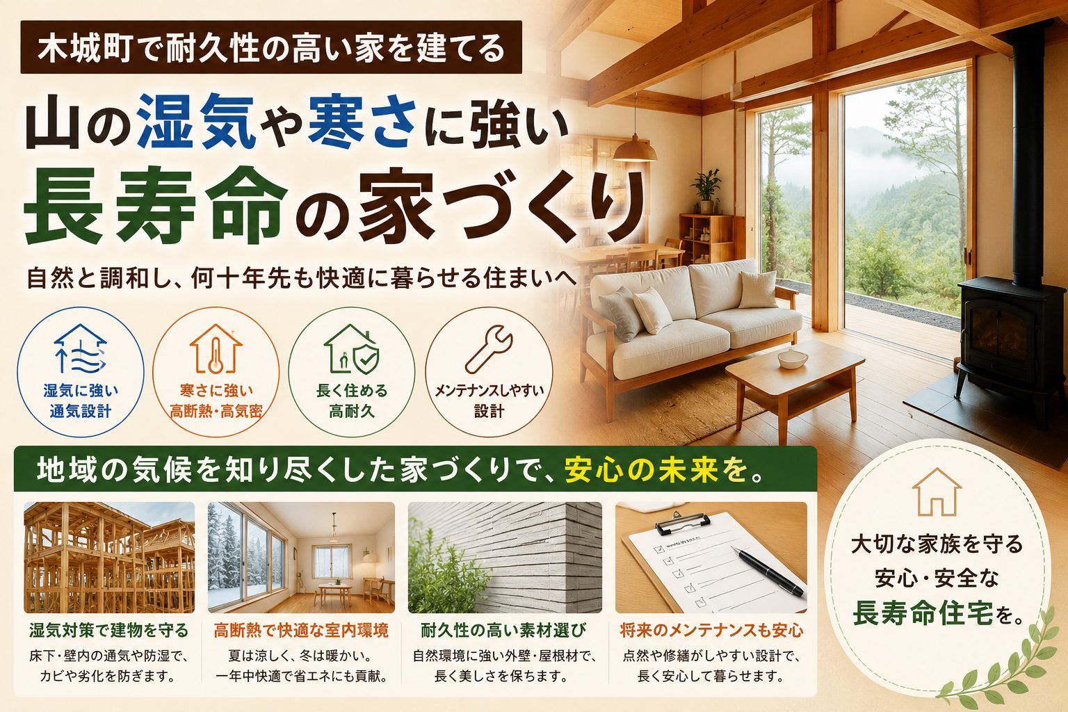 木城町で耐久性の高い家を建てる｜山の湿気や寒さに強い長寿命の家づくり