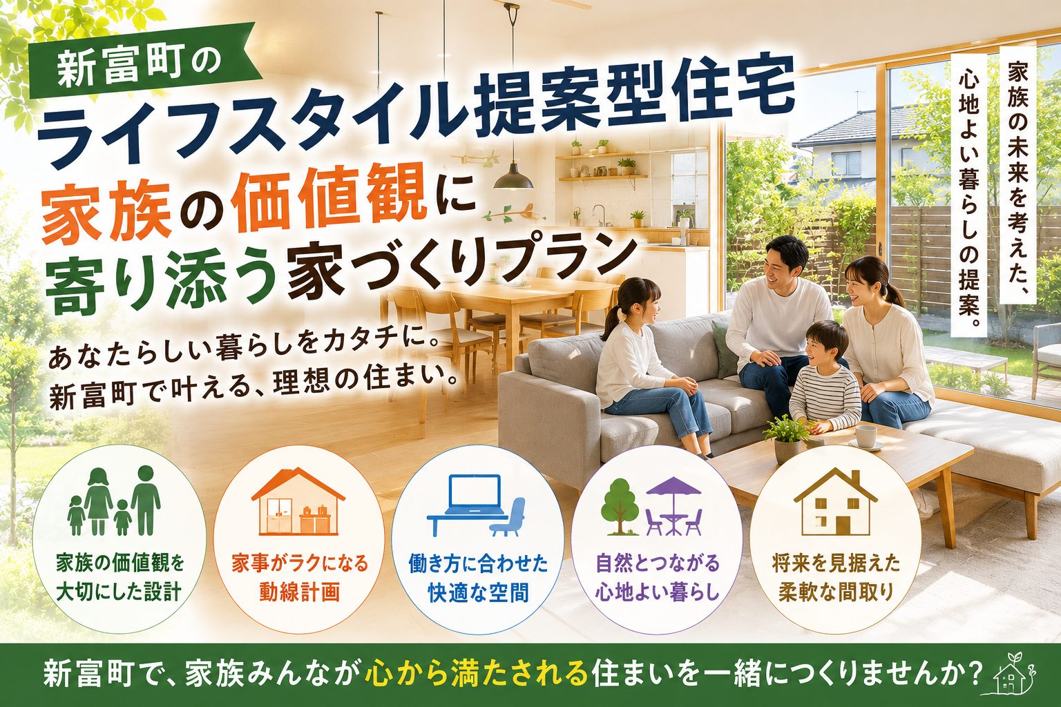 新富町のライフスタイル提案型住宅｜家族の価値観に寄り添う家づくりプラン