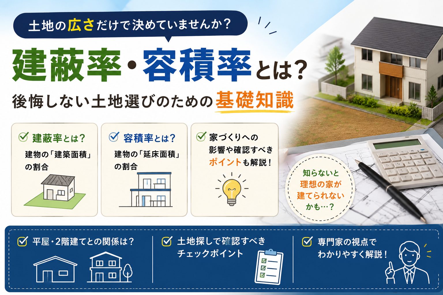 【家づくりの基礎知識】建蔽率・容積率とは？後悔しない土地選びのための基礎知識