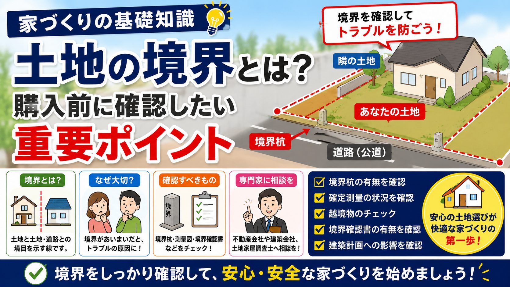 【家づくりの基礎知識】土地の境界とは？購入前に確認したい重要ポイント
