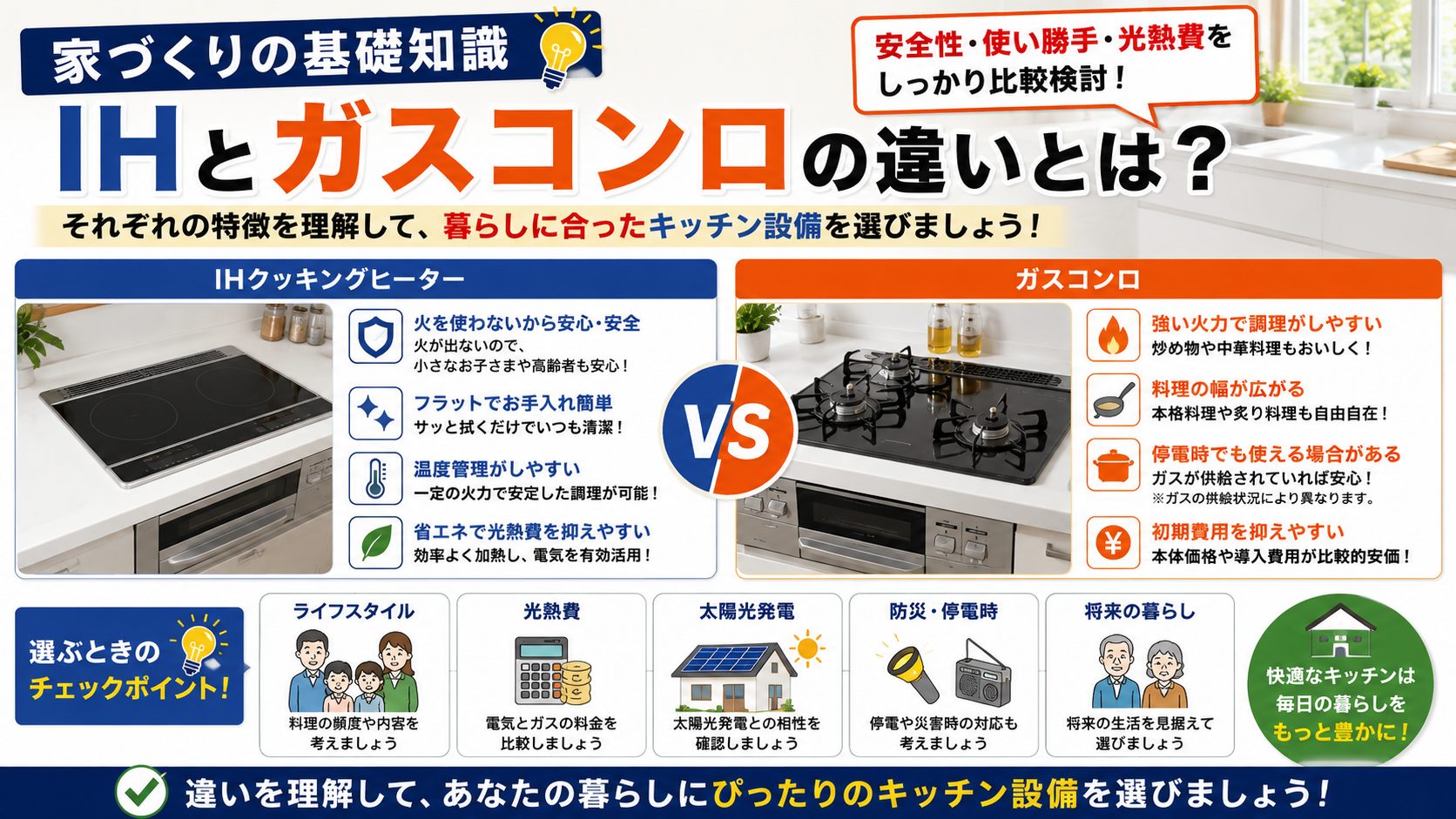 【家づくりの基礎知識】IHとガスコンロの違いとは？