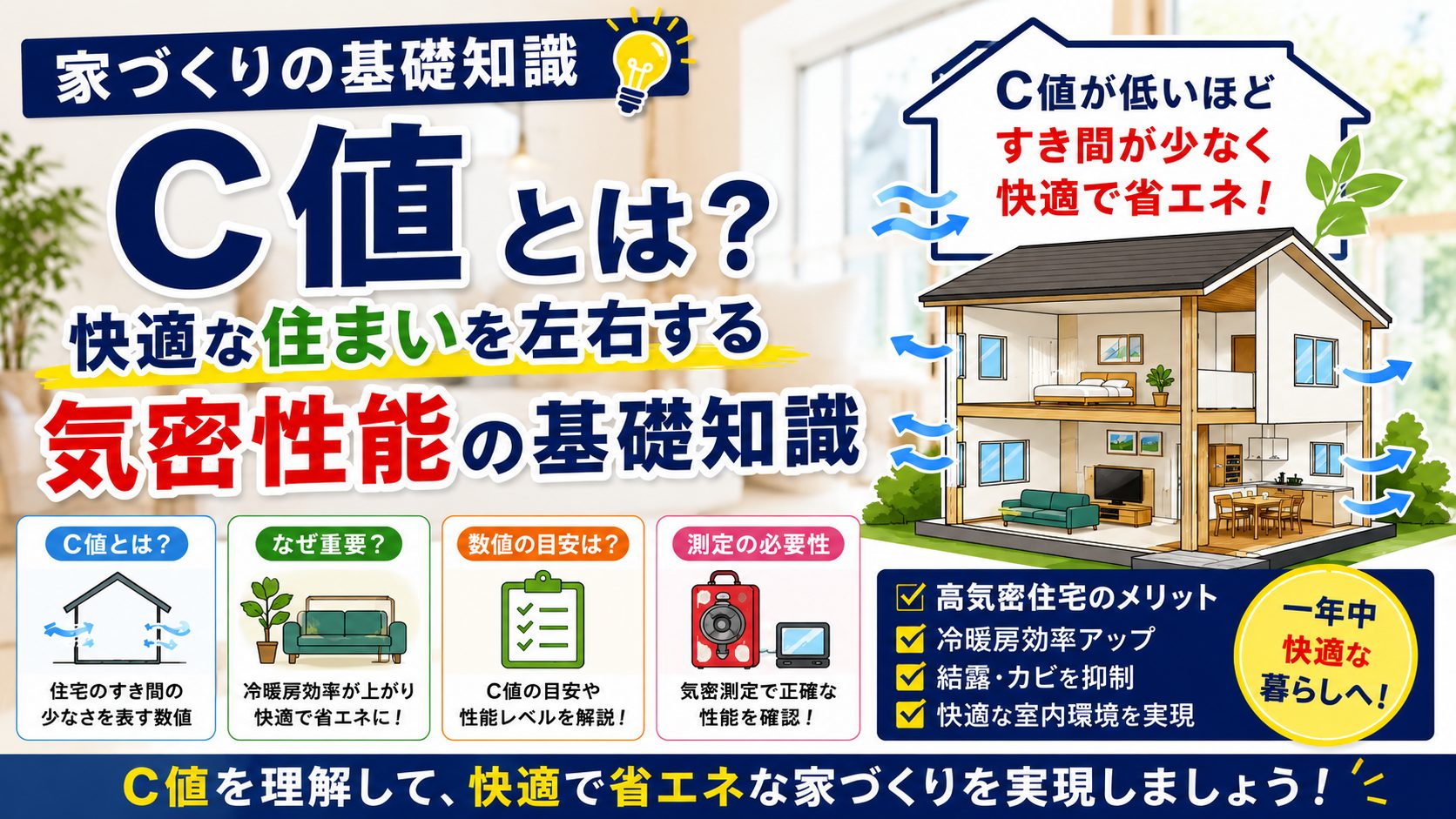 【家づくりの基礎知識】C値とは？快適な住まいを左右する気密性能の基礎知識