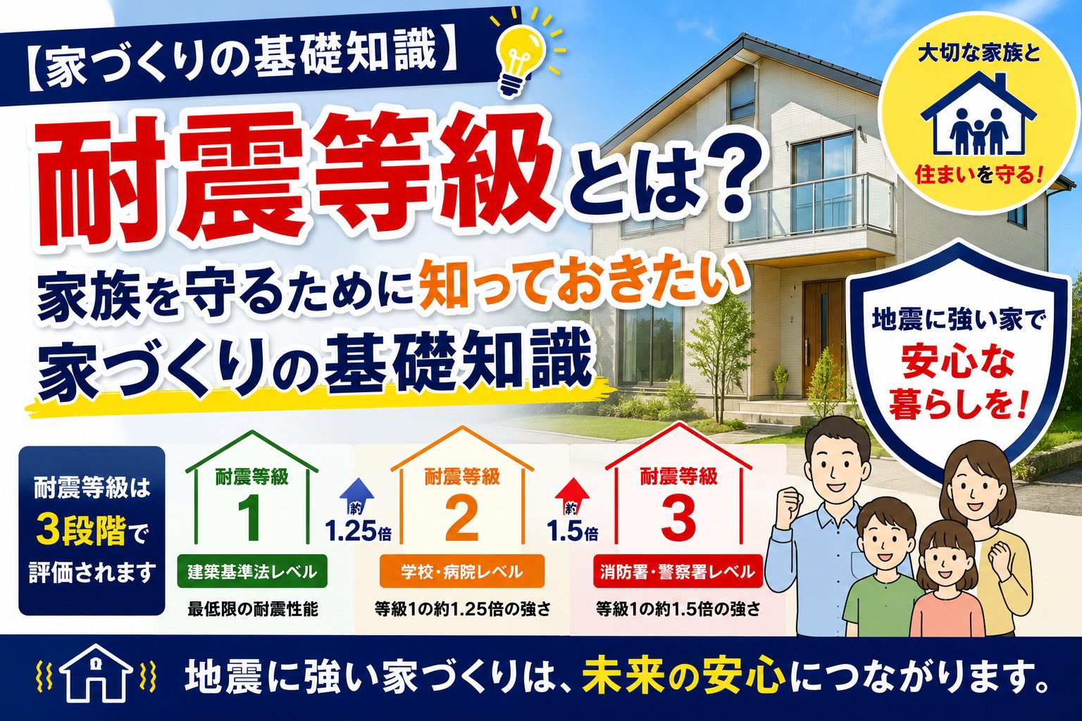 【家づくりの基礎知識】耐震等級とは？家族を守るために知っておきたい家づくりの基礎知識