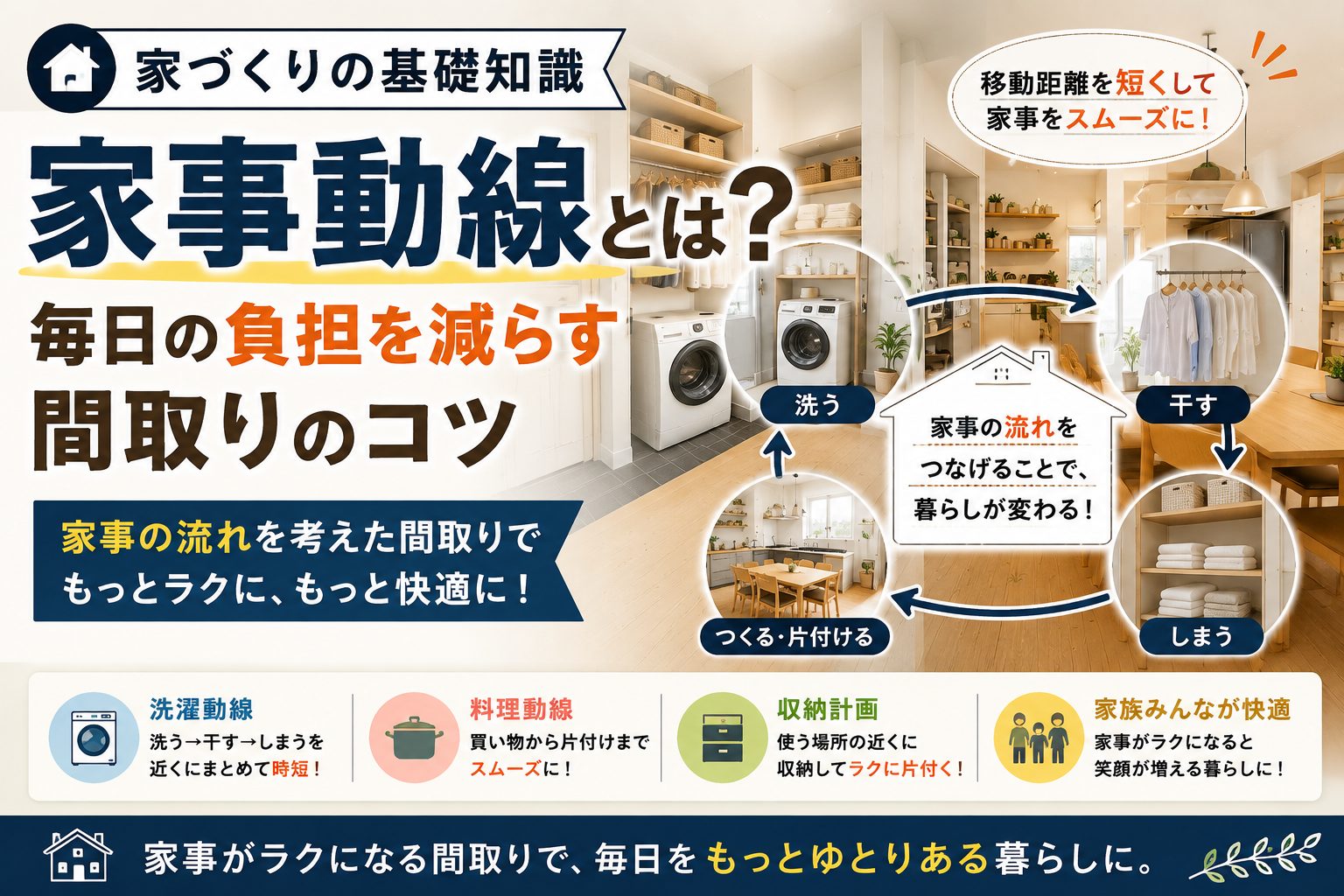【家づくりの基礎知識】家事動線とは？毎日の負担を減らす間取りのコツ
