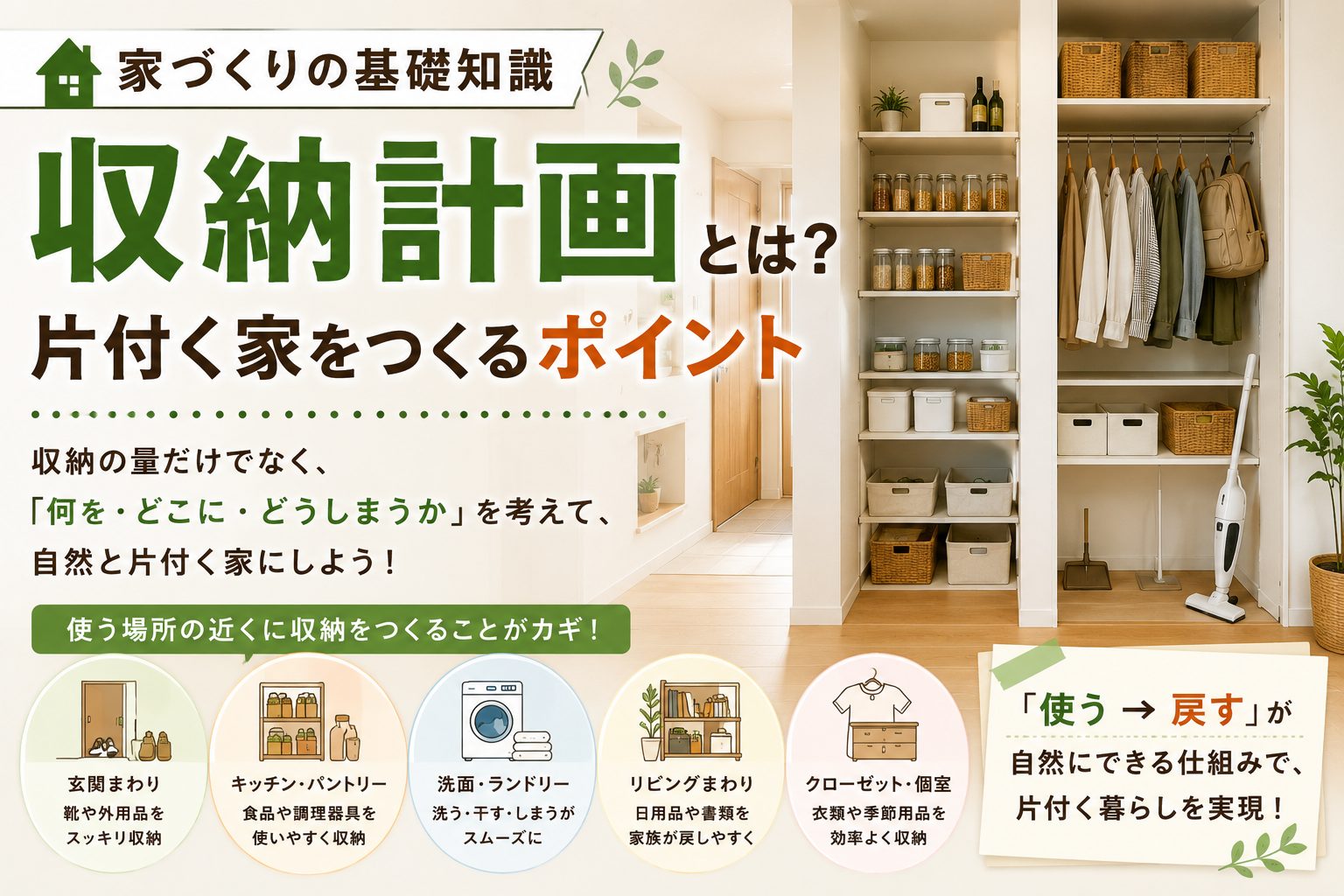 【家づくりの基礎知識】収納計画とは？片付く家をつくるポイント