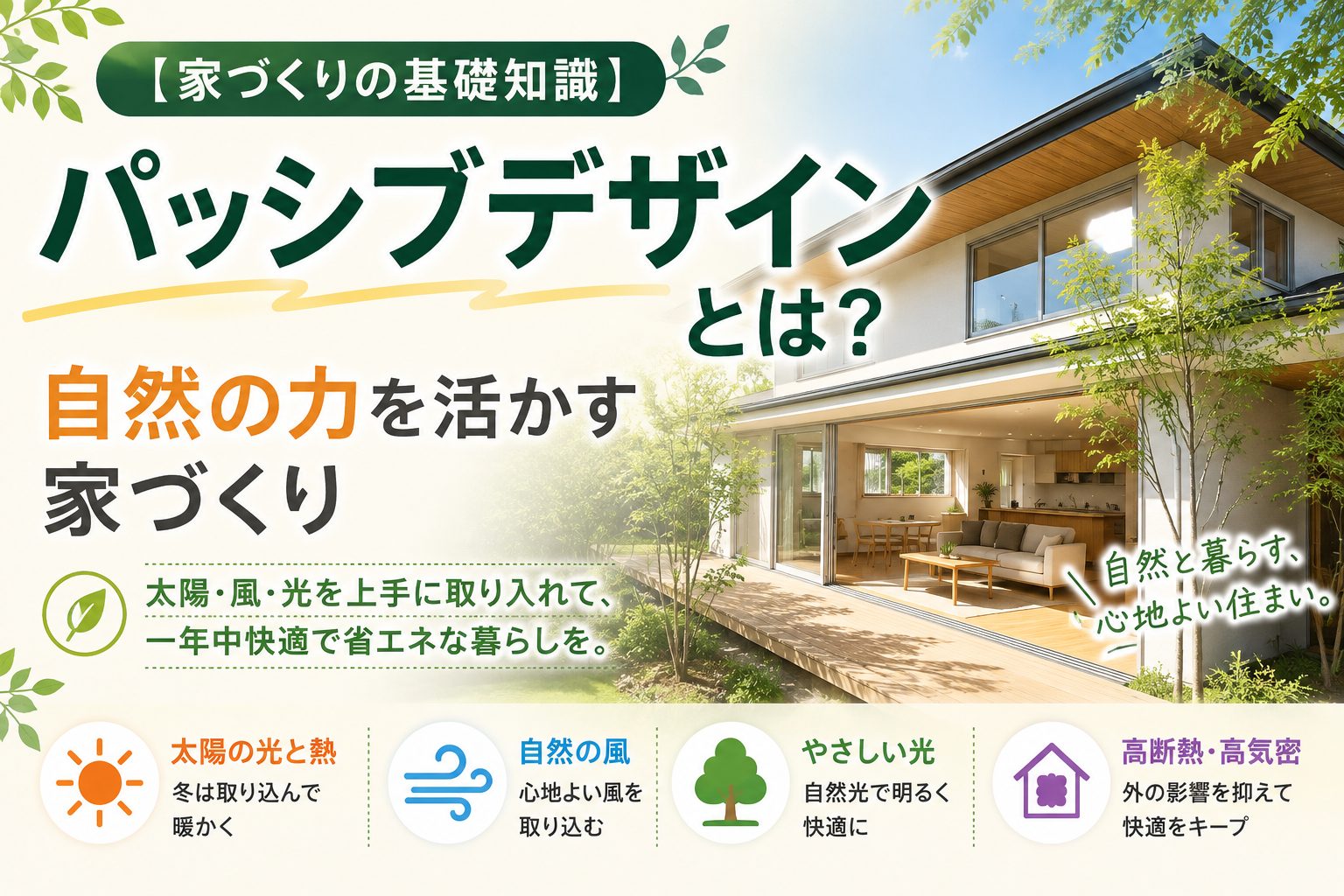 【家づくりの基礎知識】パッシブデザインとは？自然の力を活かす家づくり