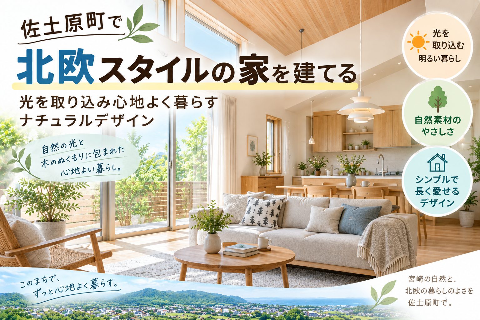 佐土原町で北欧スタイルの家を建てる 光を取り込み心地よく暮らすナチュラルデザイン