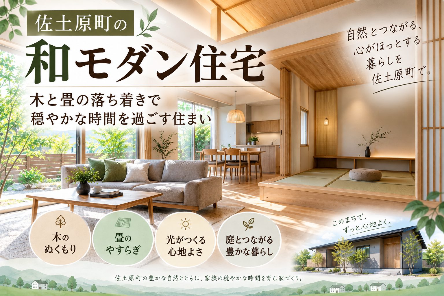 佐土原町の和モダン住宅 木と畳の落ち着きで穏やかな時間を過ごす住まい