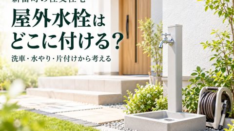 新富町の注文住宅｜屋外水栓はどこに付ける？洗車・水やり・片付けから考える配置