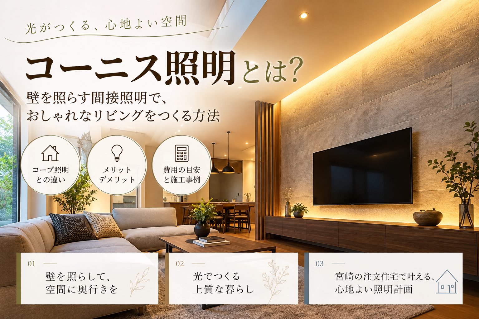 コーニス照明とは？コーブ照明との違いやメリット・デメリットを一級建築士が解説